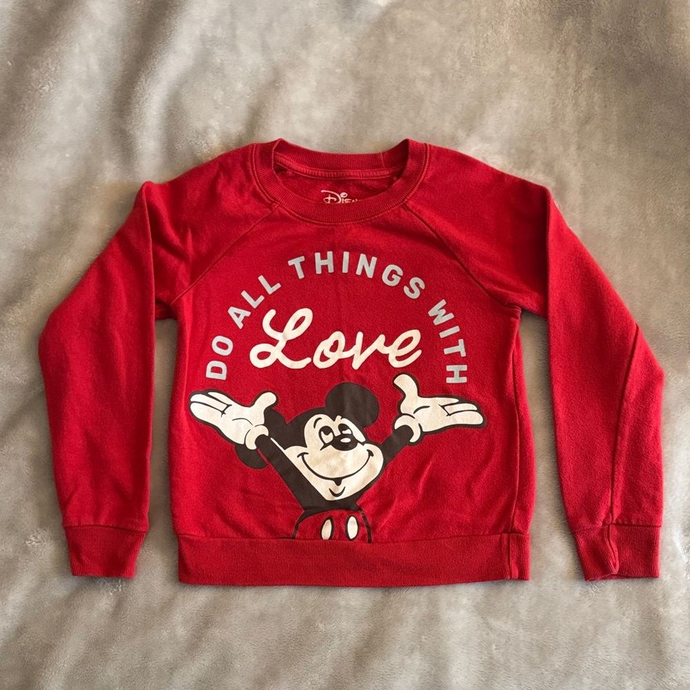 Disney Red Mickey Mouse 'Love' Graphic Sweatshirt